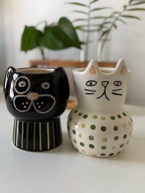 Threshold Black Dog and White Cat Ceramic Planters